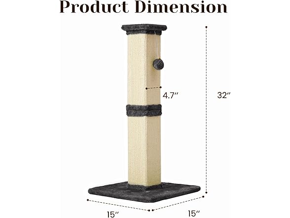 Fansafurn Tall Cat Scratching Post, 32''