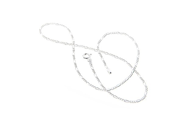 Italian 925 Sterling Silver 24" Figaro Chain