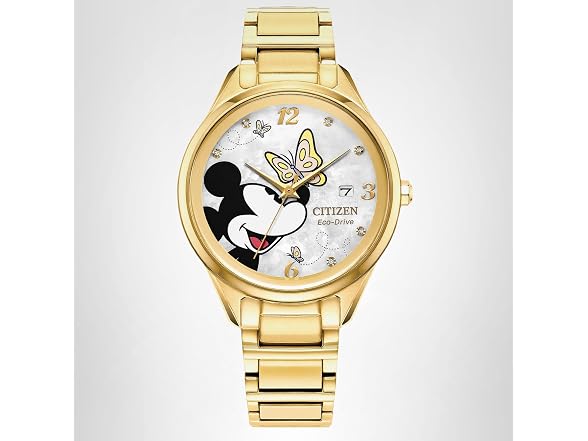 Citizen Ladies Eco-Drive Mickey Mouse Watch, Gold-