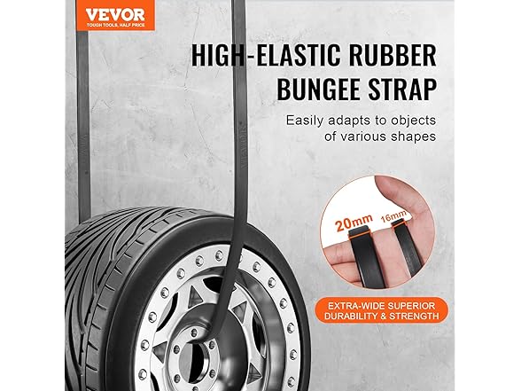 VEVOR 20 Piece Flat Bungee Cord