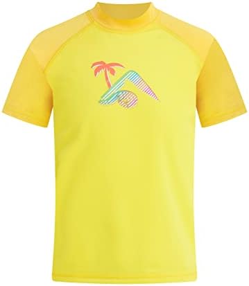 Kanu Surf Girls' Standard Karlie Rash Guard UPF 50+ Sun Protection Short Sleeve Swim Shirt, Gigi Yellow, 14-16