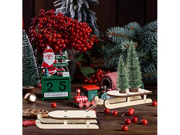 VOSAREA 10PCS Christmas Sled Ornament Miniature