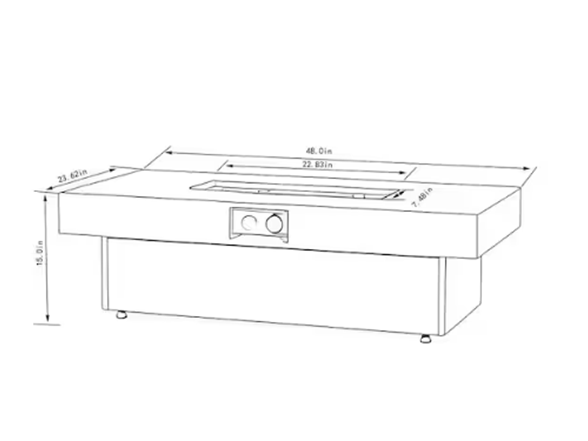 48 in. Rectangle Metal Outdoor Fire Pit Table
