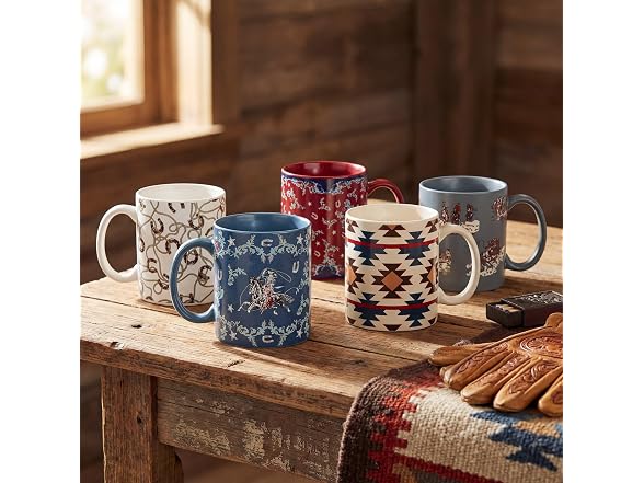 Paseo Road Tasha Polizzi Lee Western Coffee Mug Set of 4, 20oz