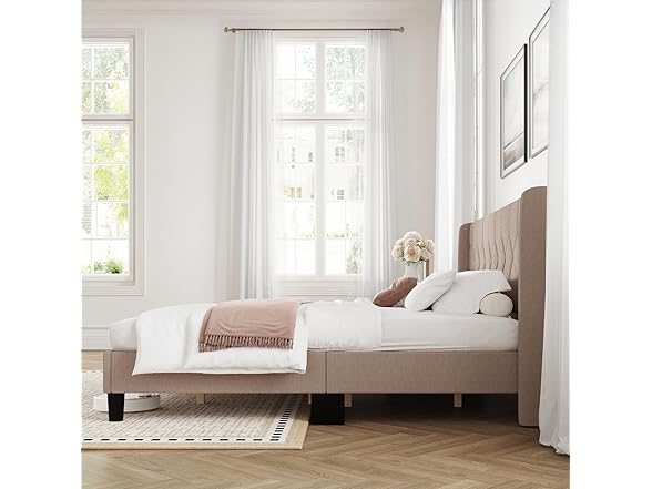 Novilla King Bed Frame with Linen Headboard