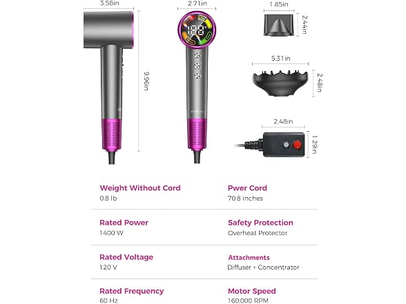 BYZEEYA High-Speed Ionic Hair Dryer
