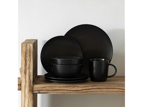 64-Pc Modern Dinnerware Set for 16, Black