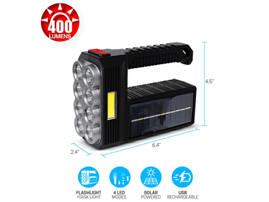 $13.99, Was $39.99, 65% Off! Adurance 2-in-1 Tactical Solar Rechargeable Flashlight & Task Light dealfomo