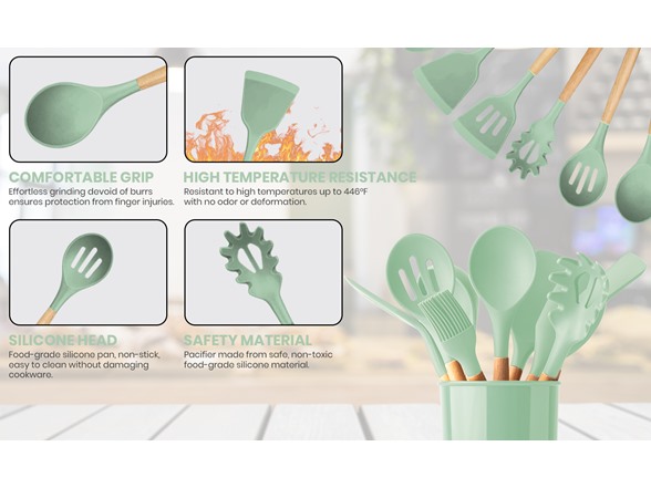 1947KITCHEN 12-Piece:Non-Slip Silicone Utensils Set