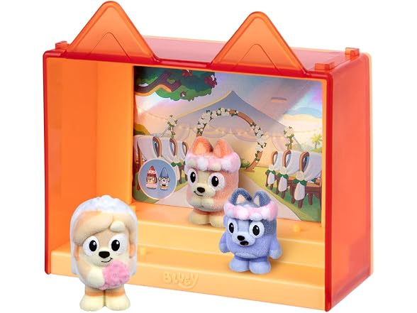 Bluey Fuzzies Episode Pack: The Sign, 3 Flocked Mini-Figures