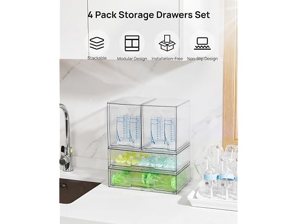 Vtopmart Multi Size Clear Stackable Storage Drawers