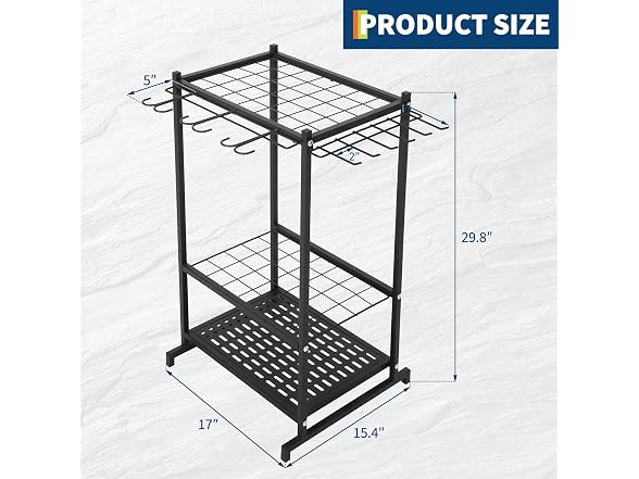 Garden Tool Organizer,3 Tier Yard Storage Rack