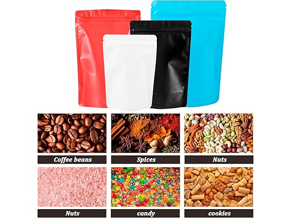 Mstar Pack 100 Pack Stand up Bags, Resealable Bag