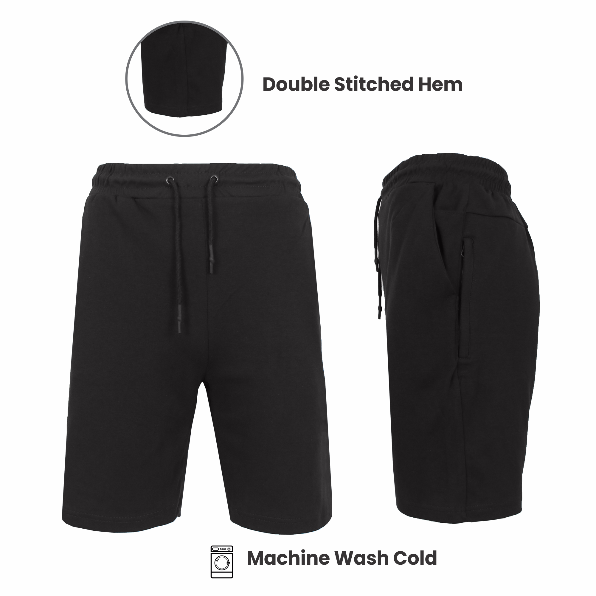 5Pk Mens Classic T/F Jogger Shorts - Gallery 10