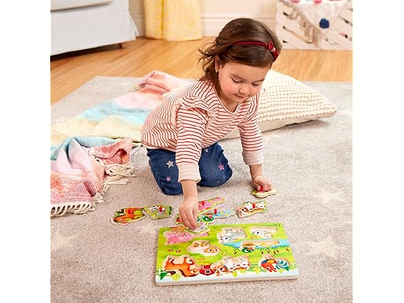 B. toys Farm Animals Wooden Peg Puzzle