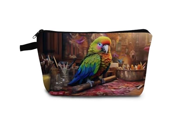 YULUENZE Parrots Pattern Makeup Bag