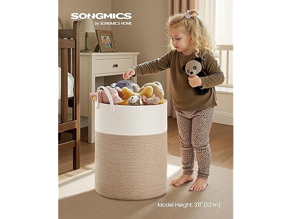 SONGMICS Cotton Rope Laundry Hamper