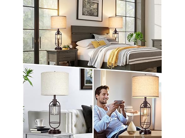 VerRon Table Lamp Brown 2 Pack
