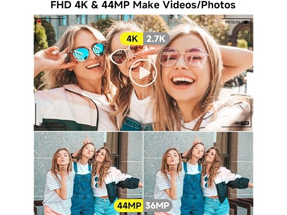 FHD 4K Digital Camera with 64GB SD Card