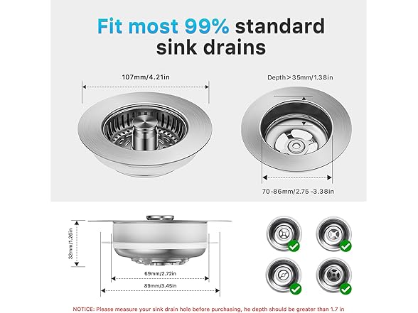 Dimflue Stainless Steel Sink Strainer
