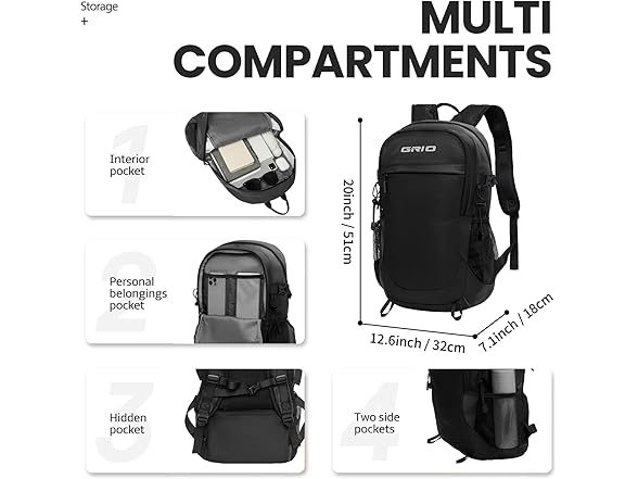 GRIO 40L Hiking Backpack Travel Backpack