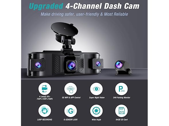 Tehclife 4 Channel 2.5K Dash Cam