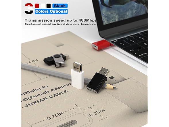 LMUBOY USB to USB-C Female Adapter Pack-
