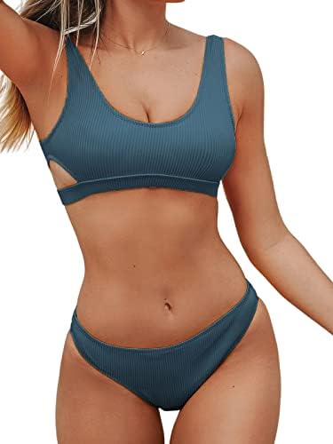 CUPSHE Two Piece Ribbed Cutout Swimsuit