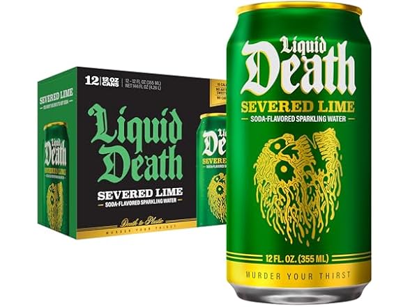 12PK Liquid Death Soda-Flavored Sparkling Water- Lime