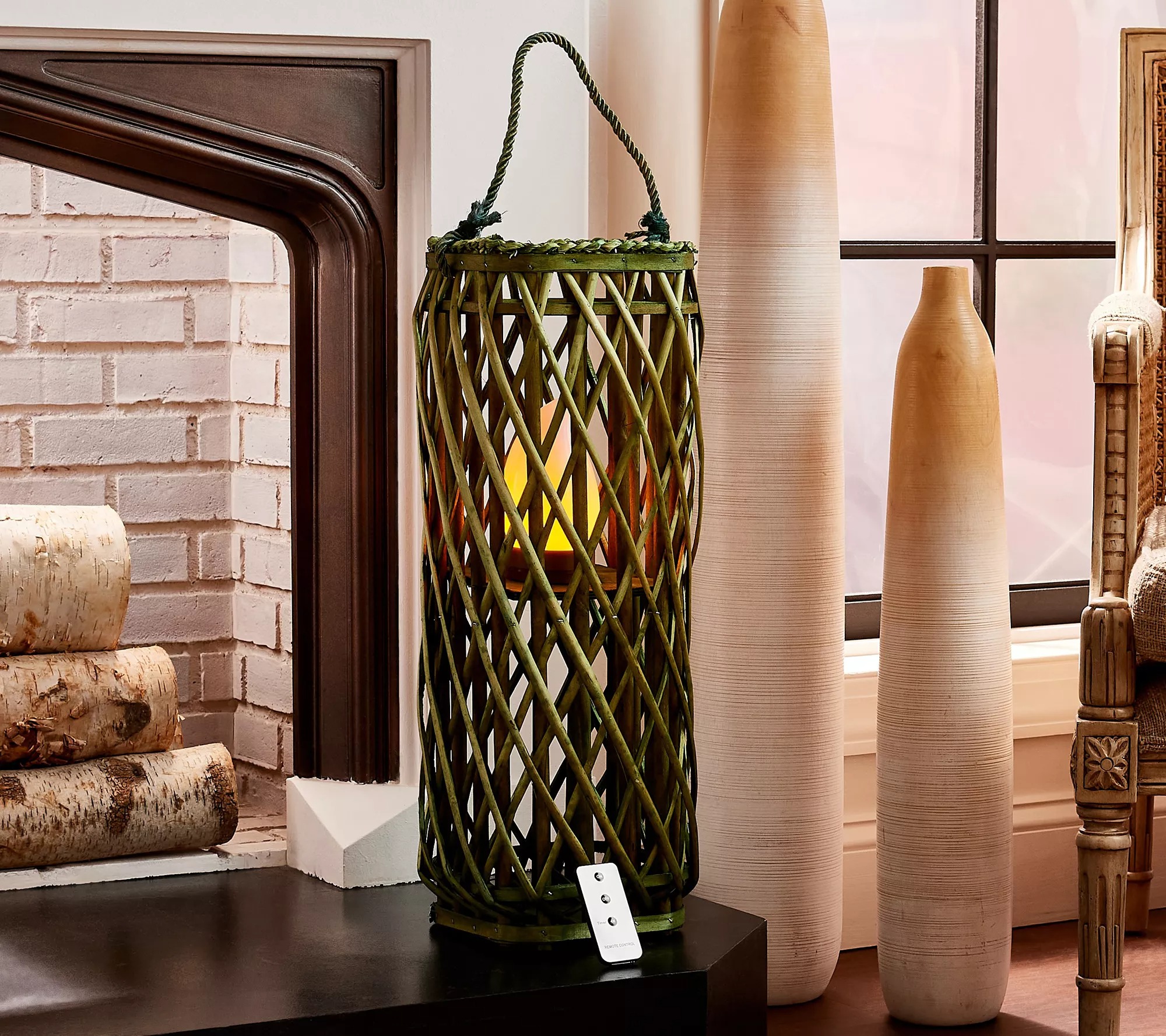 Barbara King 23" Square Wicker Lantern - Gallery 8