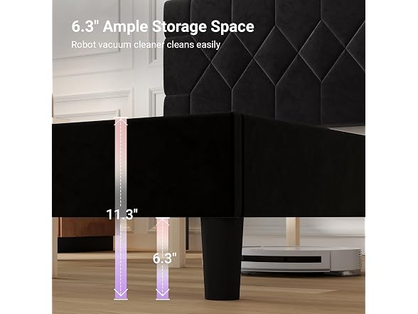 Avenco Queen Size Bed Frame, Upholstered Platform Bed Frame