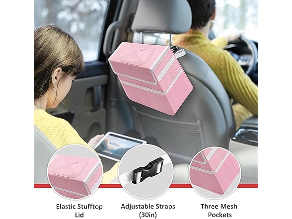 Simple Deluxe 2Gal Car Trash Can, Pink