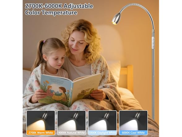 Reading Floor Lamp, Brushed Nickel