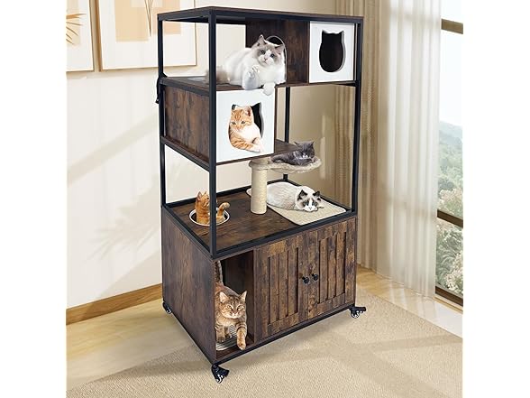 Litter Box Furniture Cat Tree with Litter Box