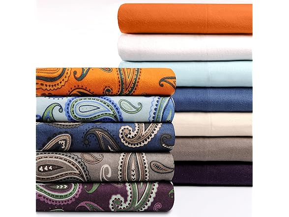 Superior Premium Cotton Flannel Sheets, Grey Paisley