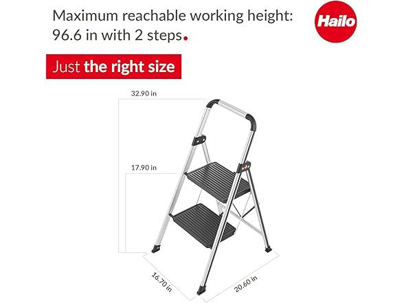 Hailo K71 2 Step ANSI Aluminum Silver/Black Stool