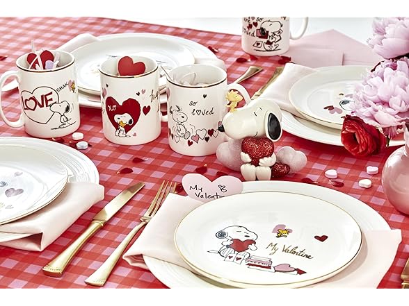 Lenox 897219 Snoopy Valentines Day Mugs, Set of 4