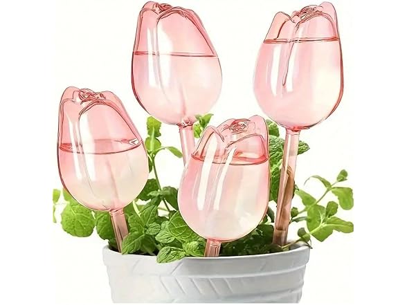 Generic GAR-34 4pcs Tulip Watering Globes, Pink