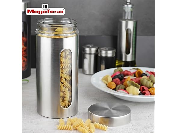 Magefesa Balance 1.26 Qt Stainless Steel Kitchen Canister 