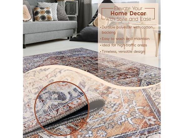 L'Baiet Sasha Coral Distressed 8x10 Area Rug