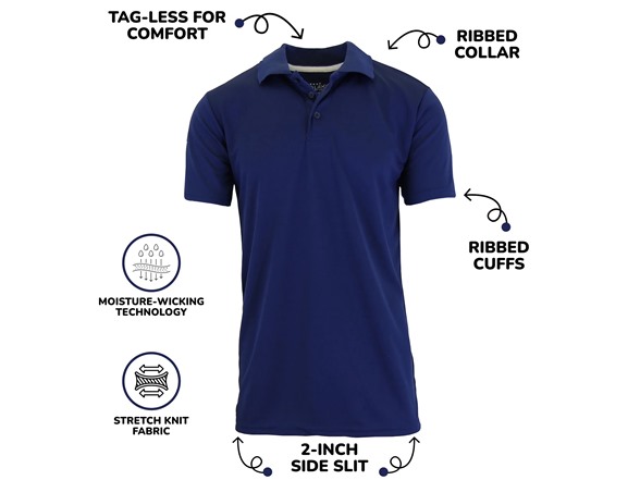 6Pk Mens Short Sleeve Performance Polos