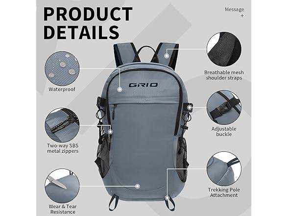 GRIO 40L Lightweight Hiking Backpack