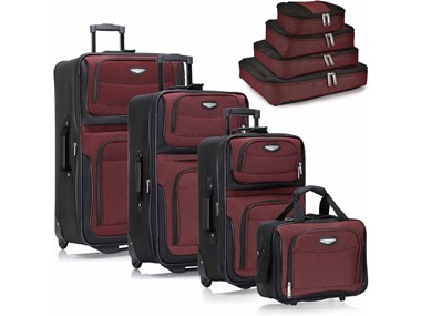 $49.99, Was $199.99, 75% Off! Travel Select Amsterdam Softside Luggage, Red, 8-Piece Set dealfomo