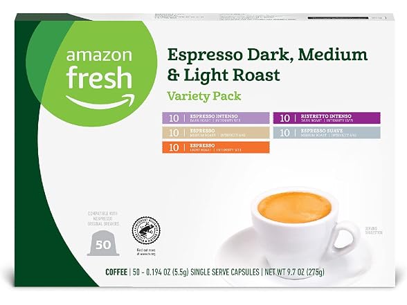 50ct Amazon Fresh Espresso Dark, Medium & Light