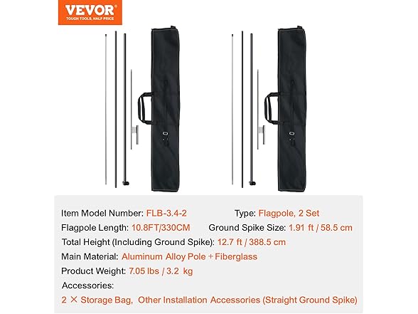 VEVOR Feather Flag Pole Kit, 2 Packs Swooper Flag Pole