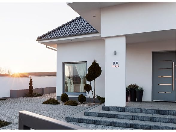 Metal House Numbers with American Flag