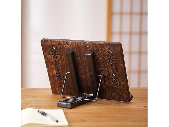 Foldable Wooden Book Stand with Clips