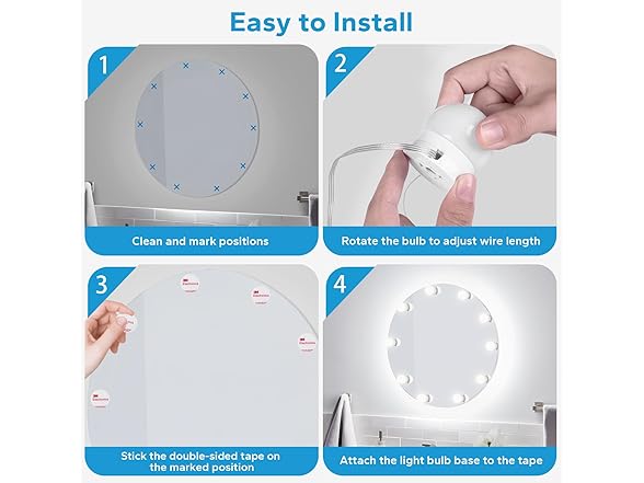 LED Vanity Lights For Mirror, 10 Dimmable Bulbs