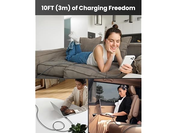 Bkayp USB-C Cable 10ft 3-Pack 60W Fast Charge