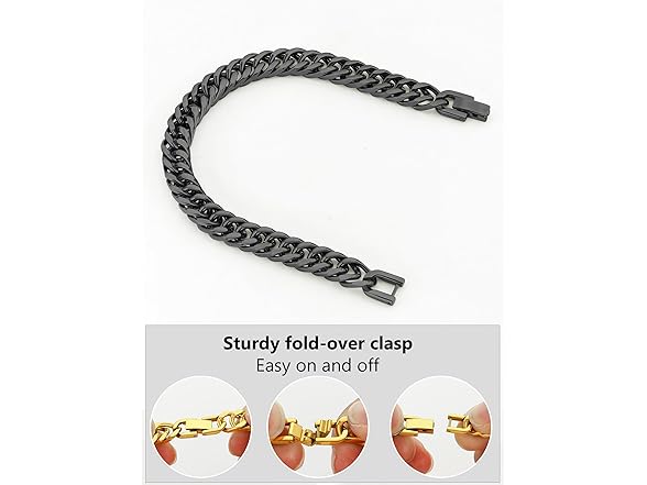 Black Steel Curb Chain Bracelet